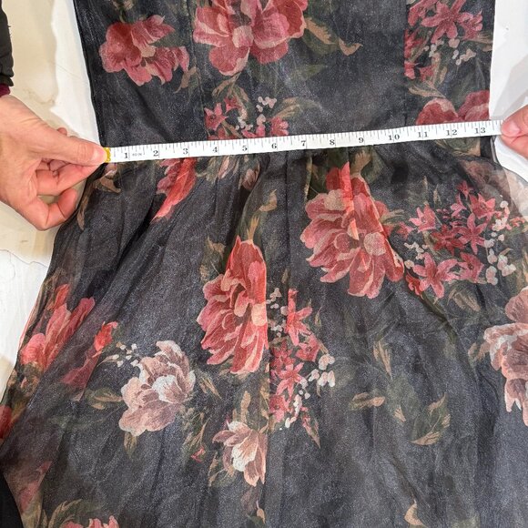 NWT Lulus Truly Extraordinary Black Floral Organza Strapless Maxi Dress - Size S - Picture 4 of 5